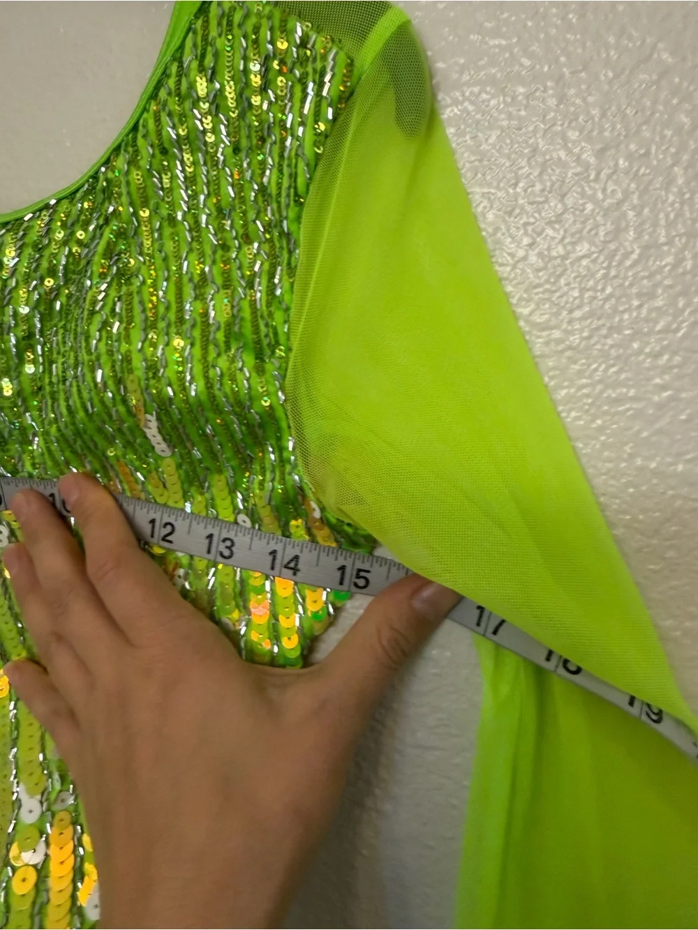 WEISSMAN Dance Costume flapper fringe Broadway jazz Von Dutch 17921 neon SA